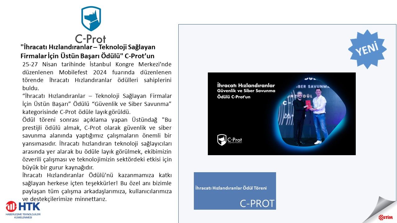 C-Prot, İhracatı Hızlandıranlar Ödülünde Üstün Başarı Ödülünü Kazandı